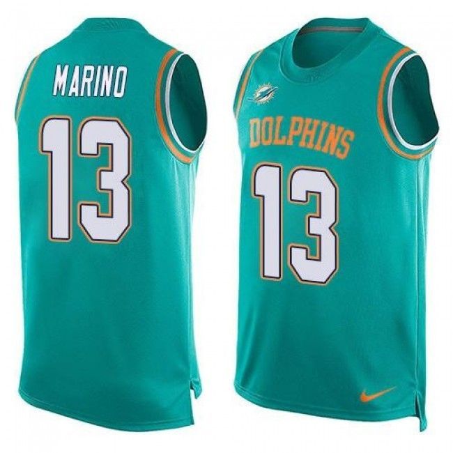 Dolphins #13 Dan Marino Aqua Green Team Color Tanktop Jersey For Fans