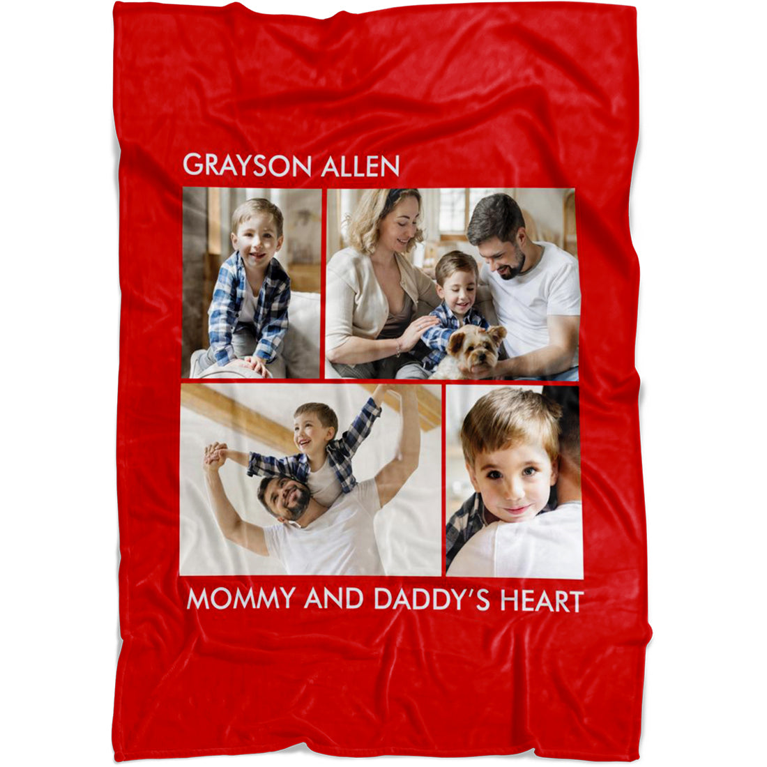 Personalized 4 Photos Collage Full Color Custom from Your Photos & Name Blanket