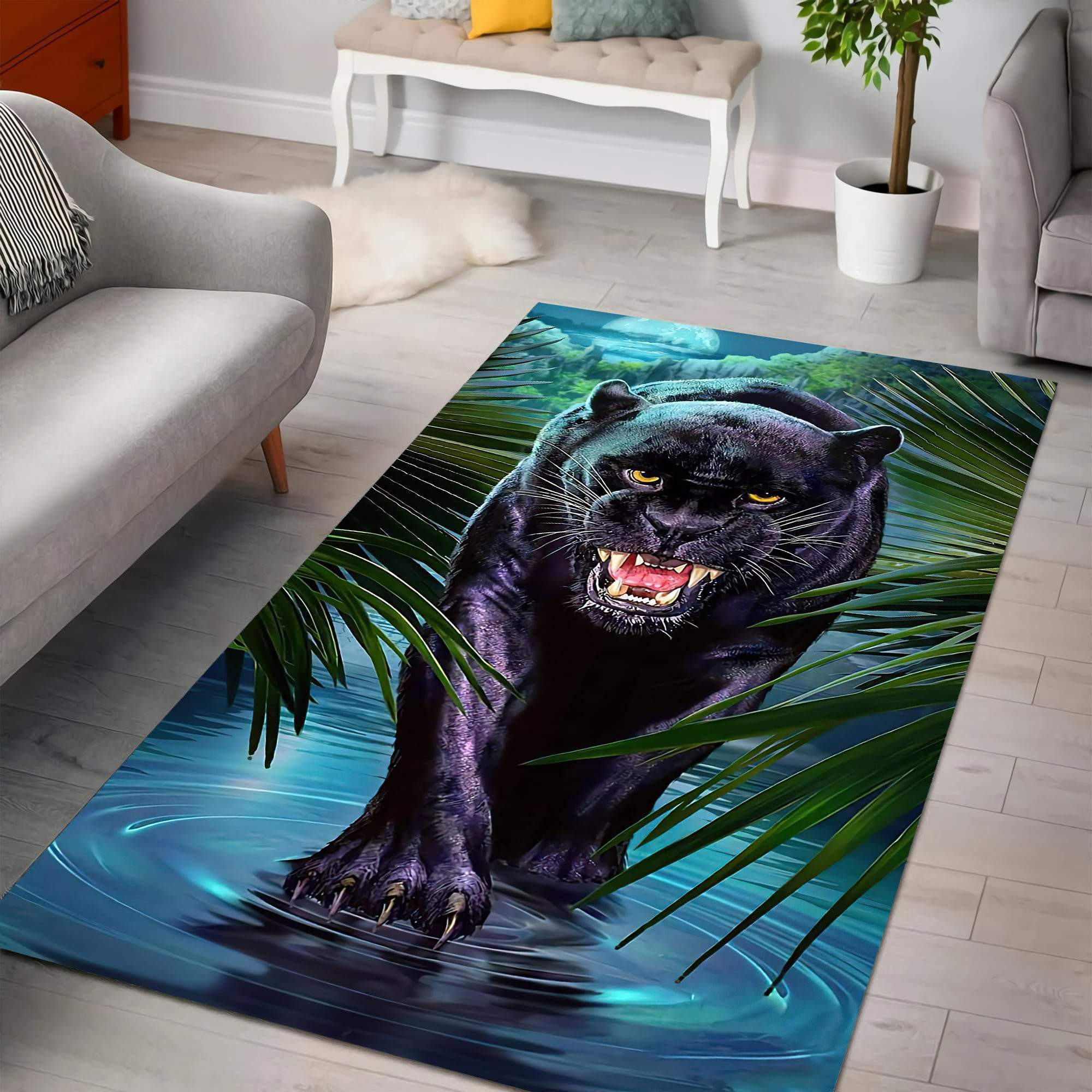 Black King Of The Night Jungle All Over Print Rug