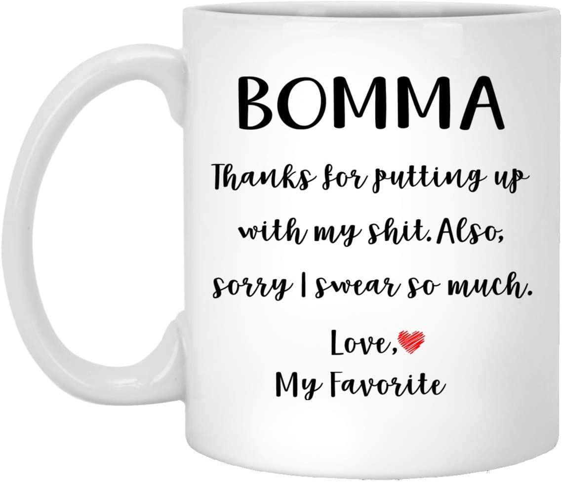 Bomma Gifts From Daughter Son – Mothers Day Gifts For Bomma Birthday Gifts – Funny Bomma Coffee Mug Christmas Gift Ideas For Bomma – White – 15Oz