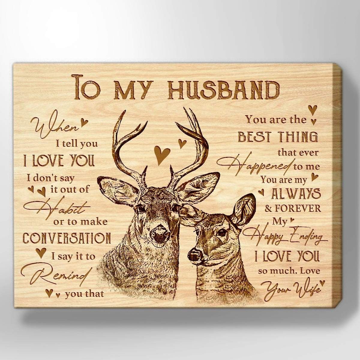 To My Husband Buck And Doe Deer Premium Wall Art Canvas