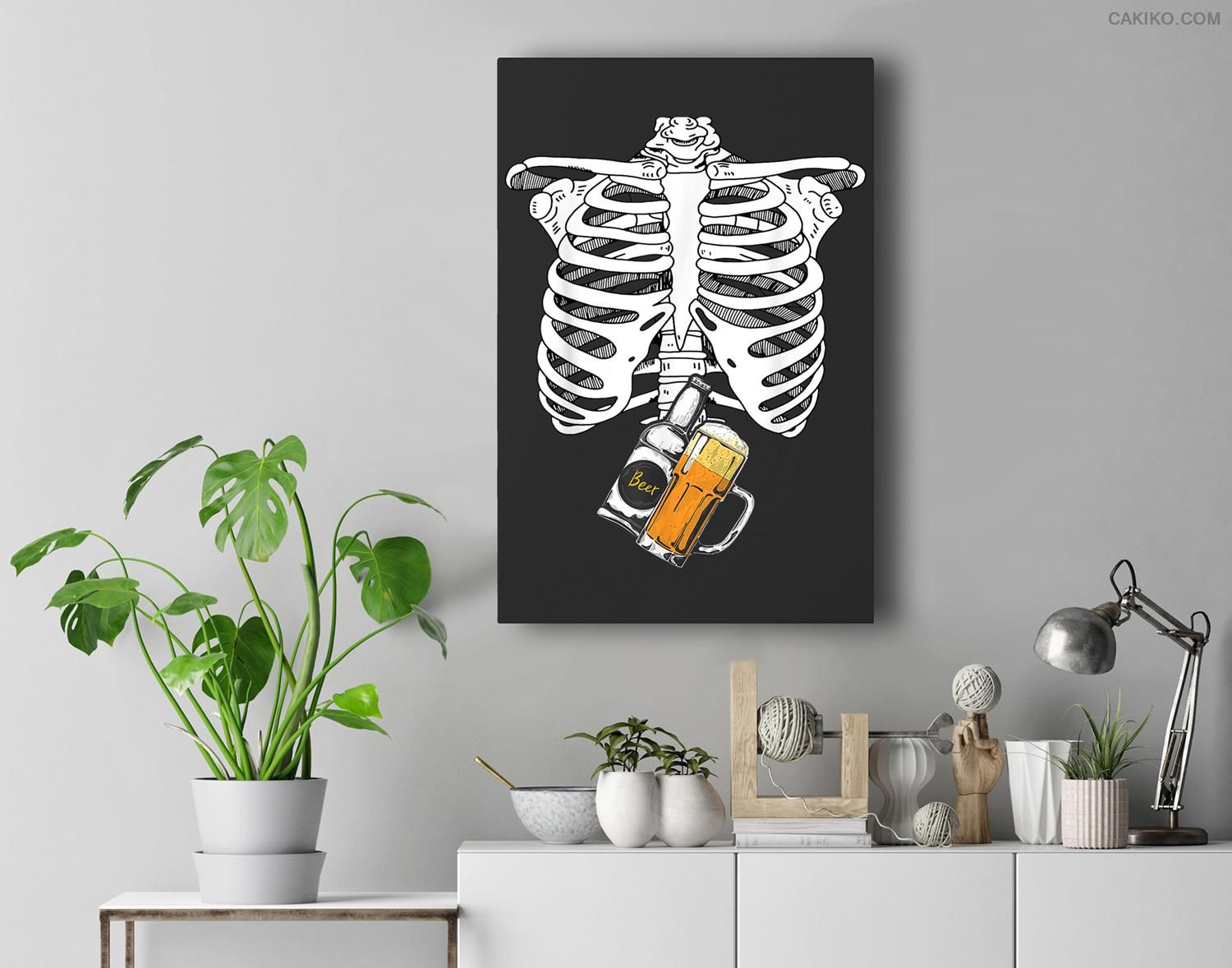 Skeleton Beer Xray Pregnancy Announcement Dad Premium Wall Art Canvas Decor