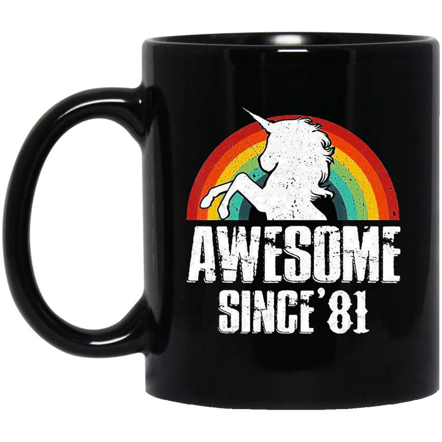 38th Birthday Gift Awesome Since 1981 Unicorn Vintage Coffee Mug