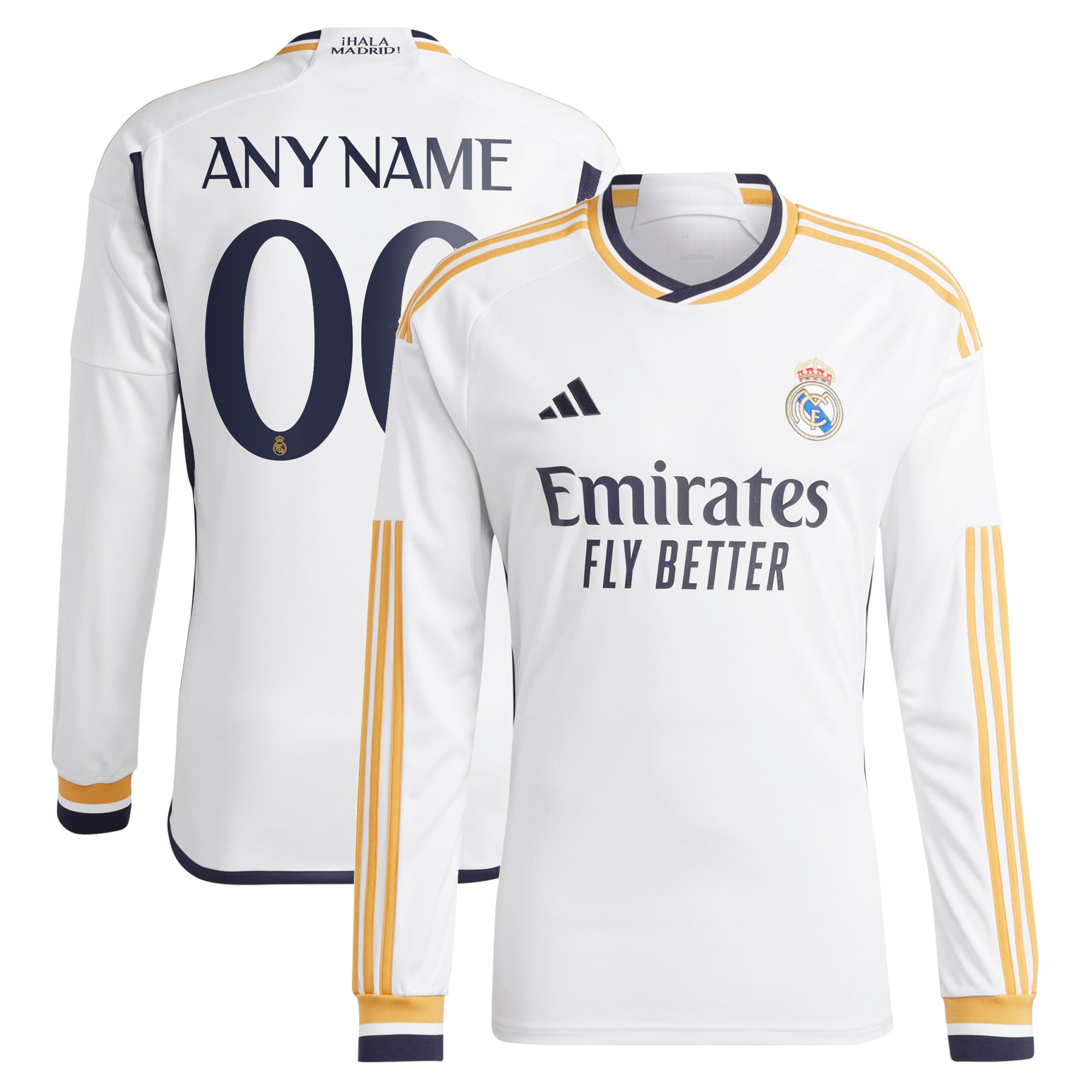 Real Madrid 2023/24 Home Replica Custom Long Sleeve Jersey – White