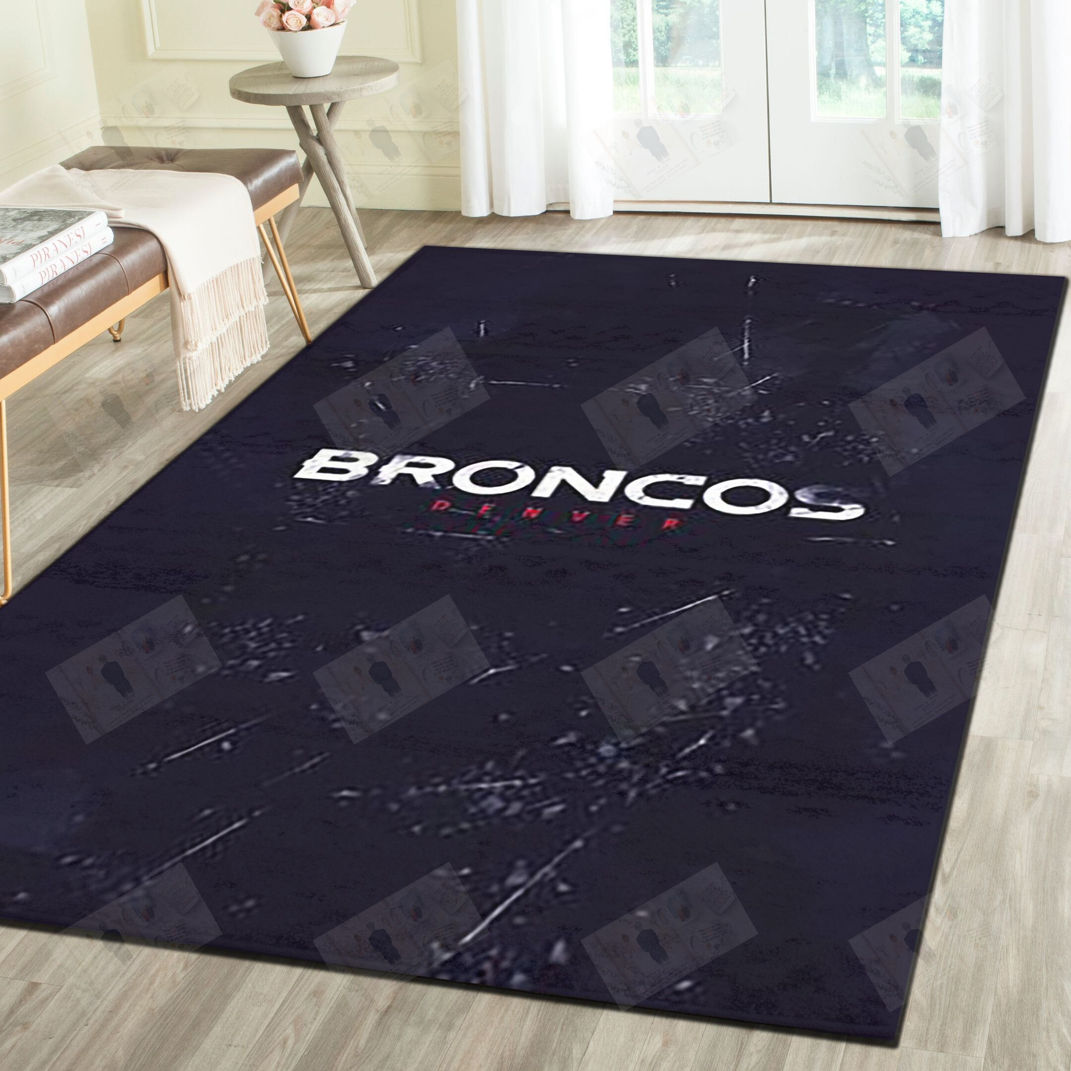 Denver Broncos Area Rugs, Football Team Living Room Carpet, Fan Cave Floor Mat