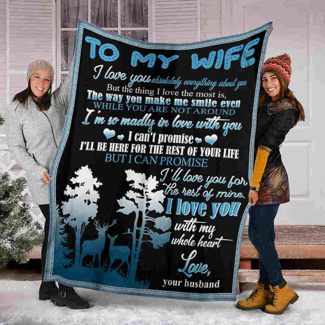 To My Wife I Love You With My Whole Heart, Fleece Blanket Gift For Valentine’S Day To Wife Home Decor Bedding Couch Sofa Soft And Comfy Cozy