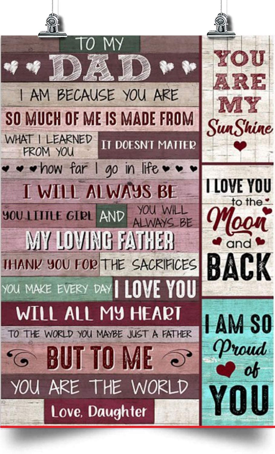 to My Dad Vertical Poster-Everyday I Love You – Home Decoration Poster, Wall Poster, Home and Room Decoration, Gifts for Friends and Relatives, Souvenirs, Gift for Father