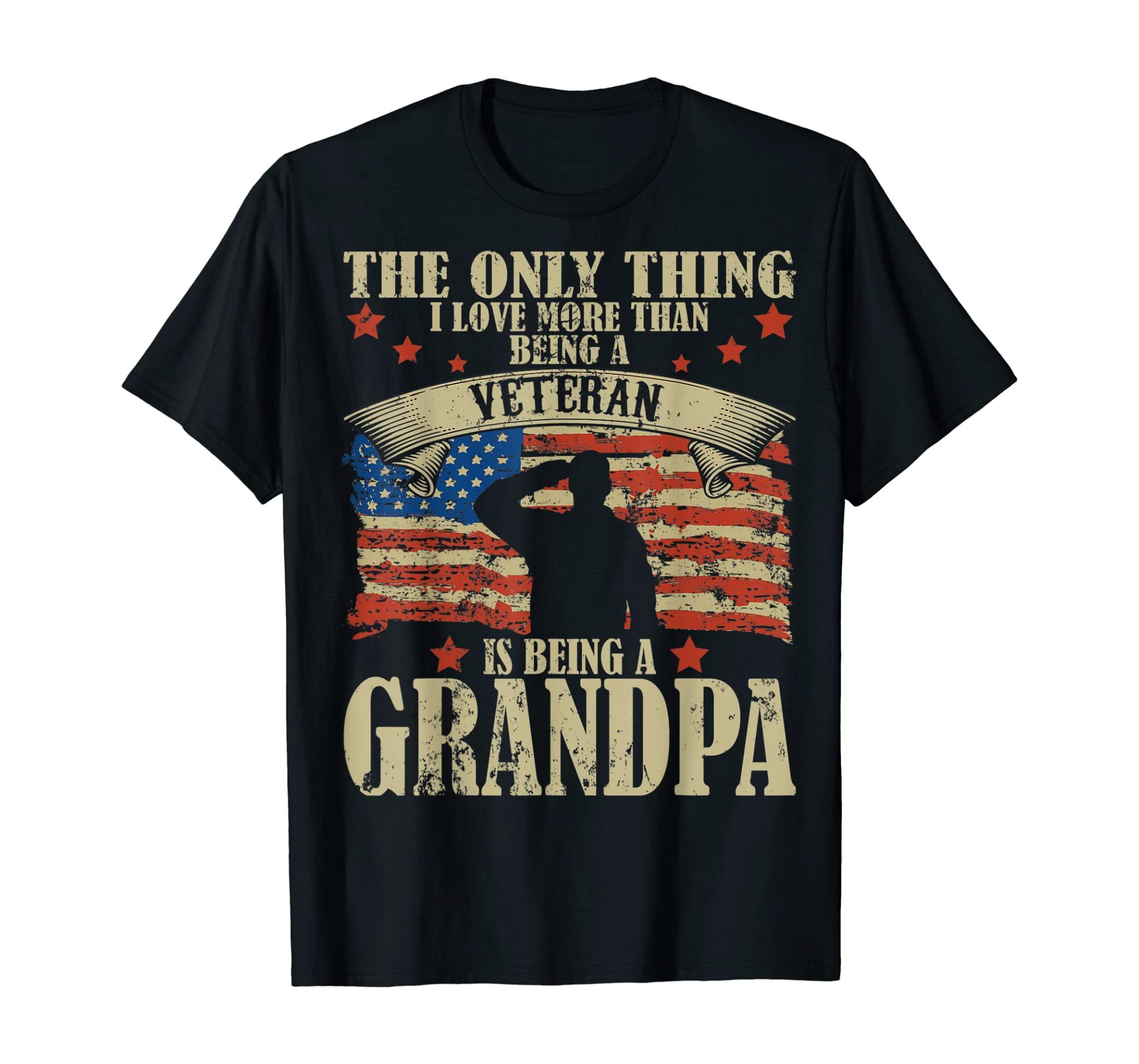 Mens Mens The Only Thing I Love More Than Being A Veteran Grandpa T-Shirt