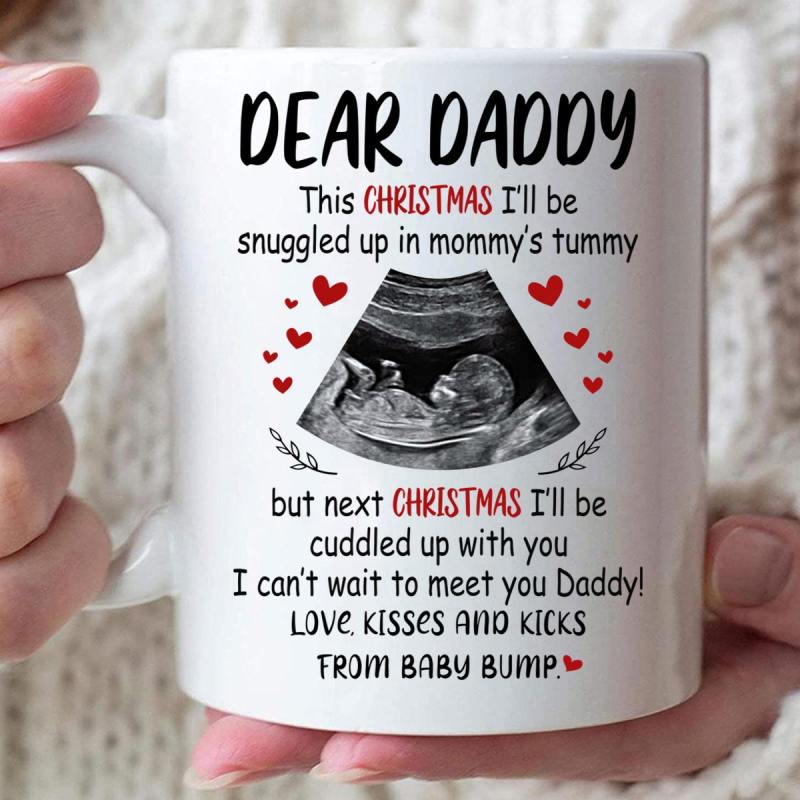 Personalized Ultrasound Gift For Dad To Be Next Christmas I’Ll Be Cuddled Up With You Mug