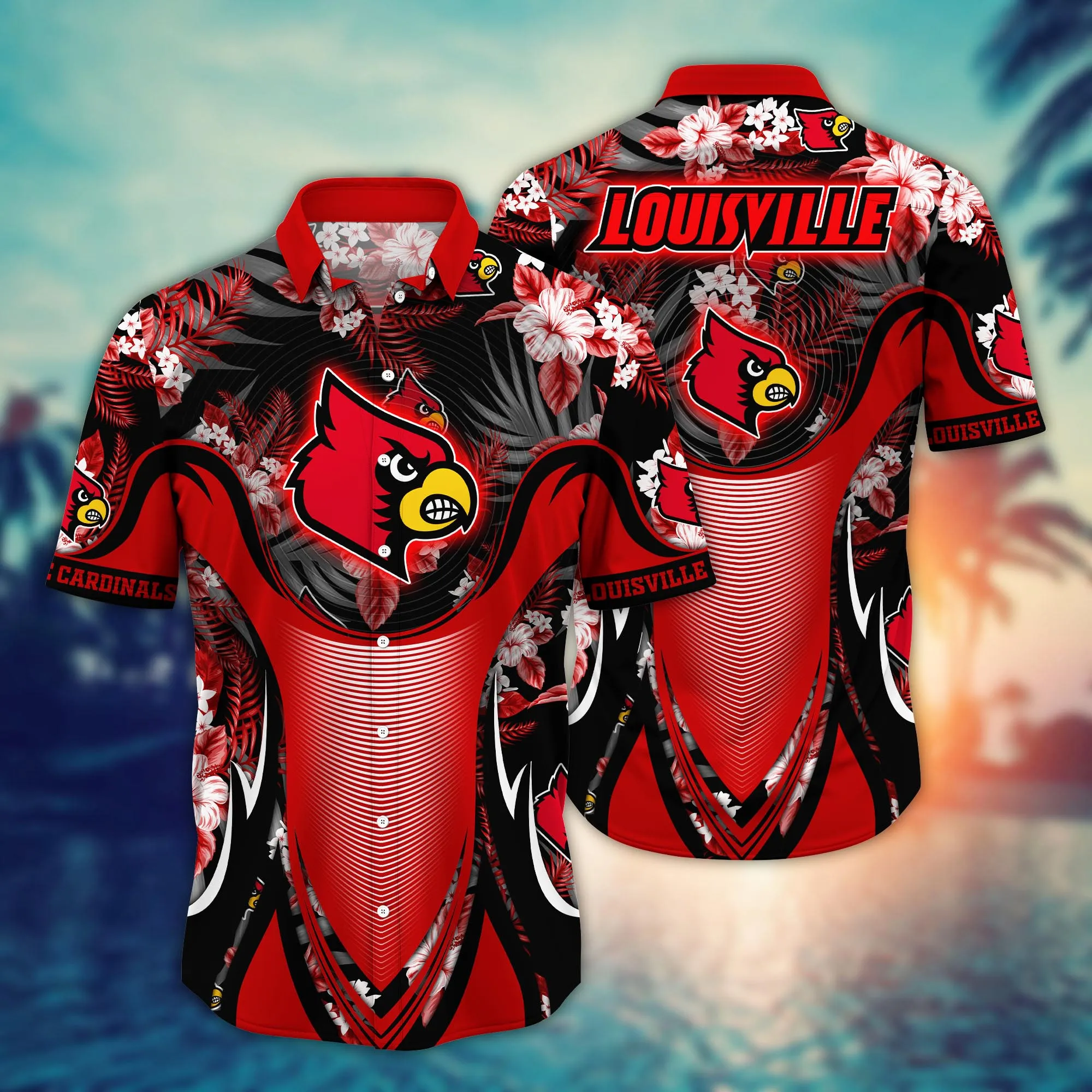 Louisville Cardinals NCAA Hawaiian Shirt Sun Rays Aloha Shirt