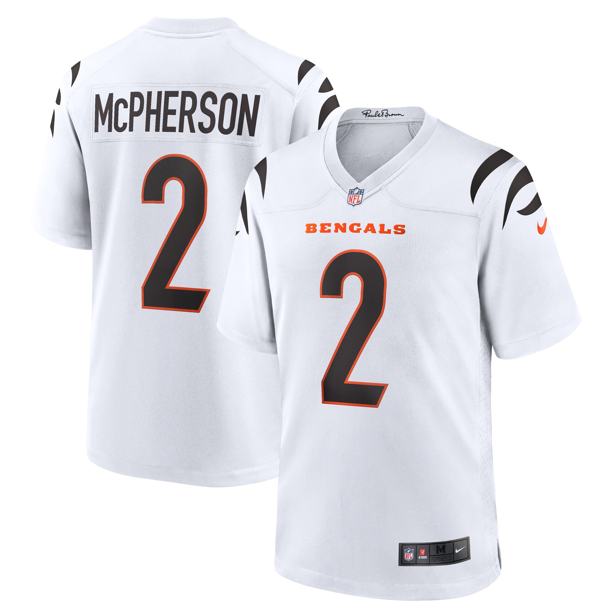 Men’s Cincinnati Bengals Evan McPherson White Game Player Jersey