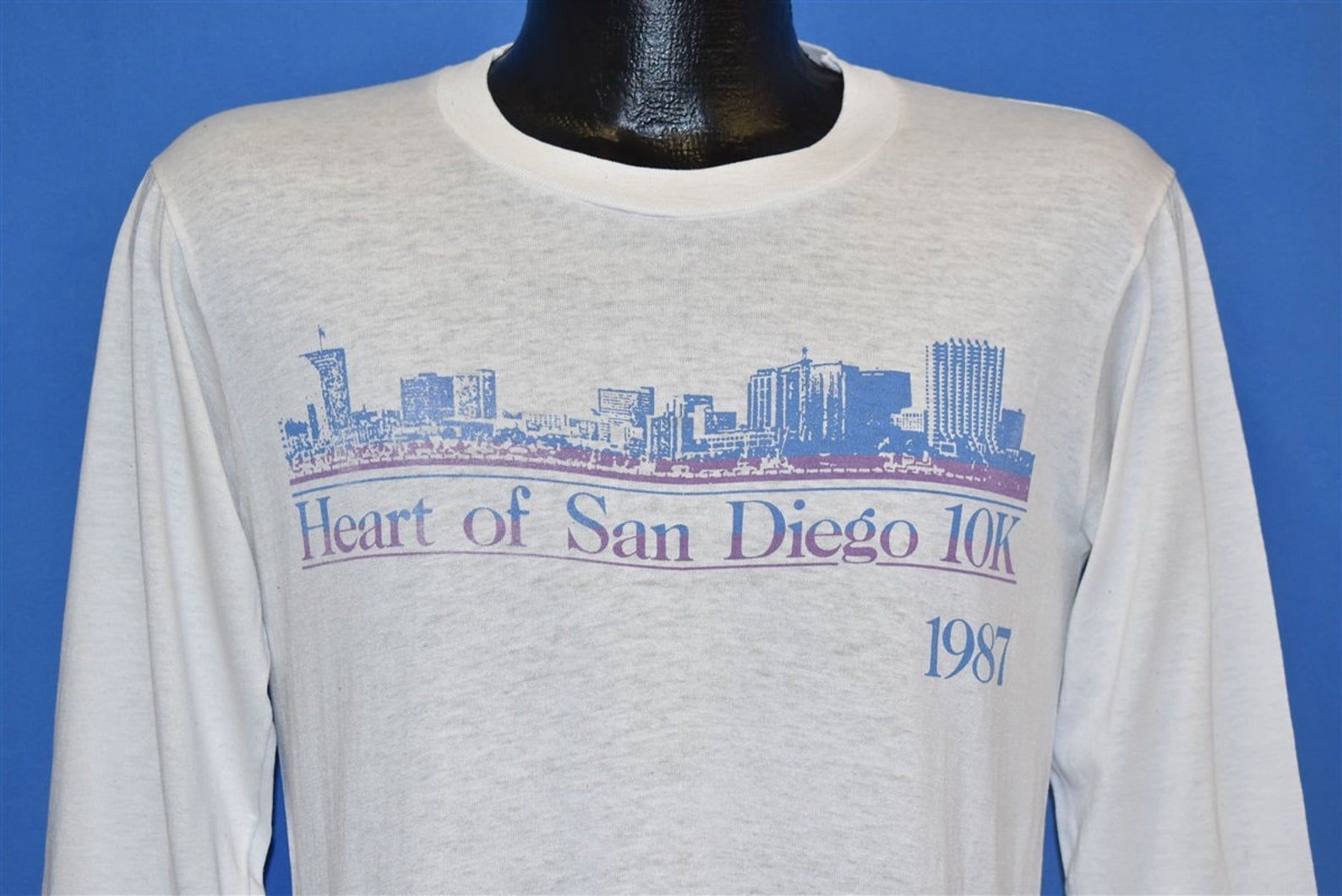 80S Heart Of San Diego 1987 10K City Skyline T-Shirt