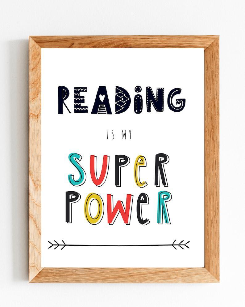 Poster Canvas Reading Is My Super Power, Gift For Book Lovers, Reading Poster Wall Decor, Poster Gift Decor Home Decor Wall Art Visual Art