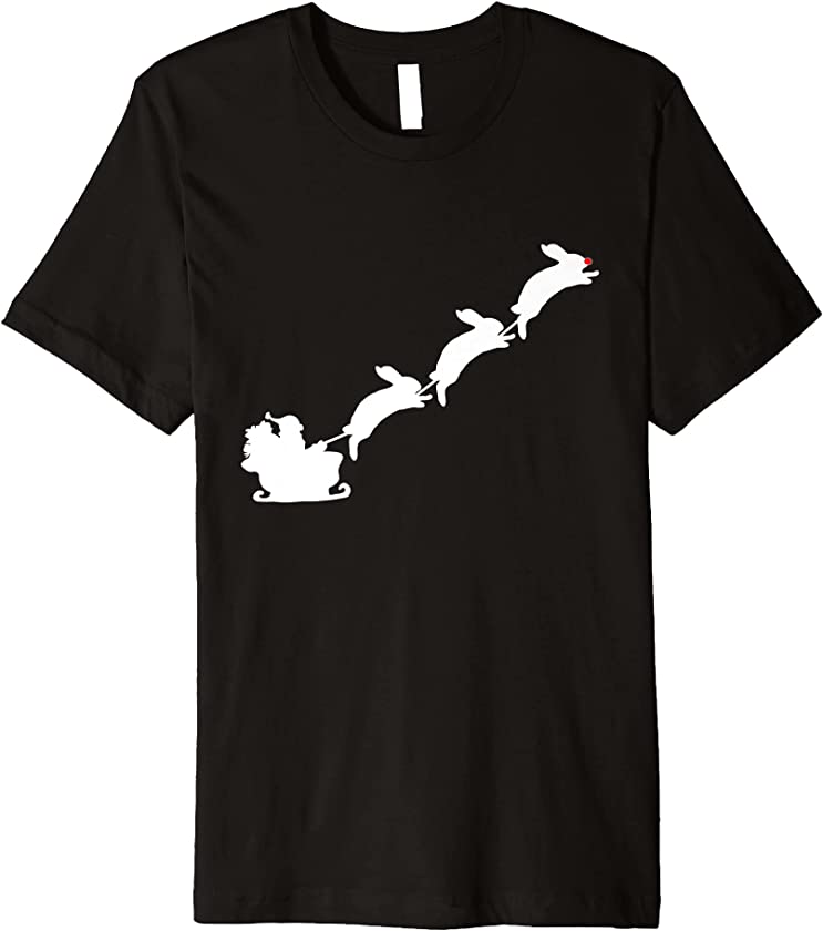 Christmas Santa Sleigh Holiday Rabbit Lover Premium T-Shirt