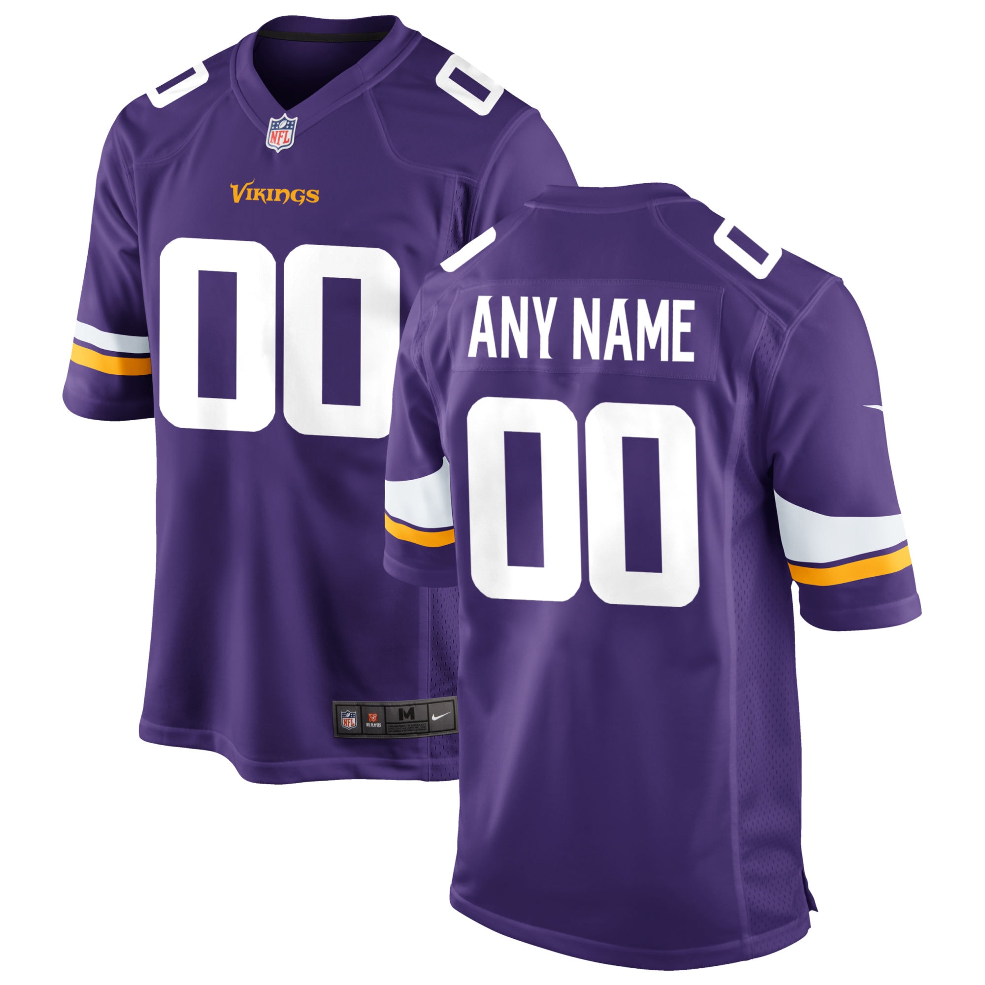 Men’s Minnesota Vikings Purple Custom Game Jersey