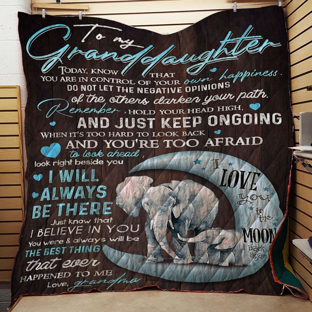 Personlized Elephant To My Granddaughter From Grandma I Will Always Be There Quilt Blanket Great Customized Gifts For Birthday Christmas Thanksgiving