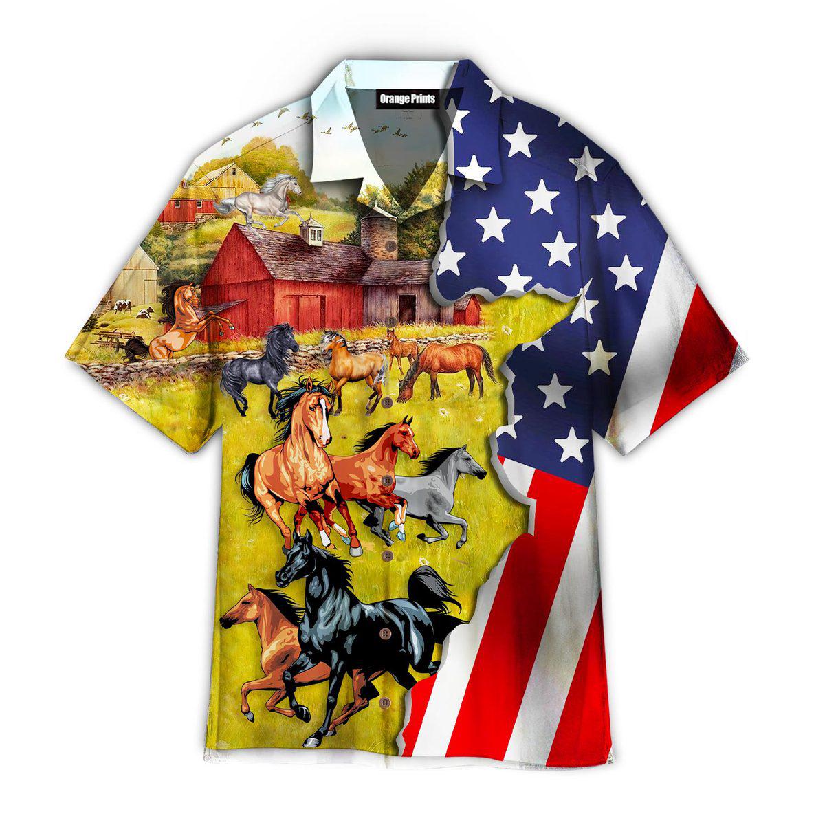 Horse Lover American Flag Aloha Hawaii Shirts For Men Women Ha31991