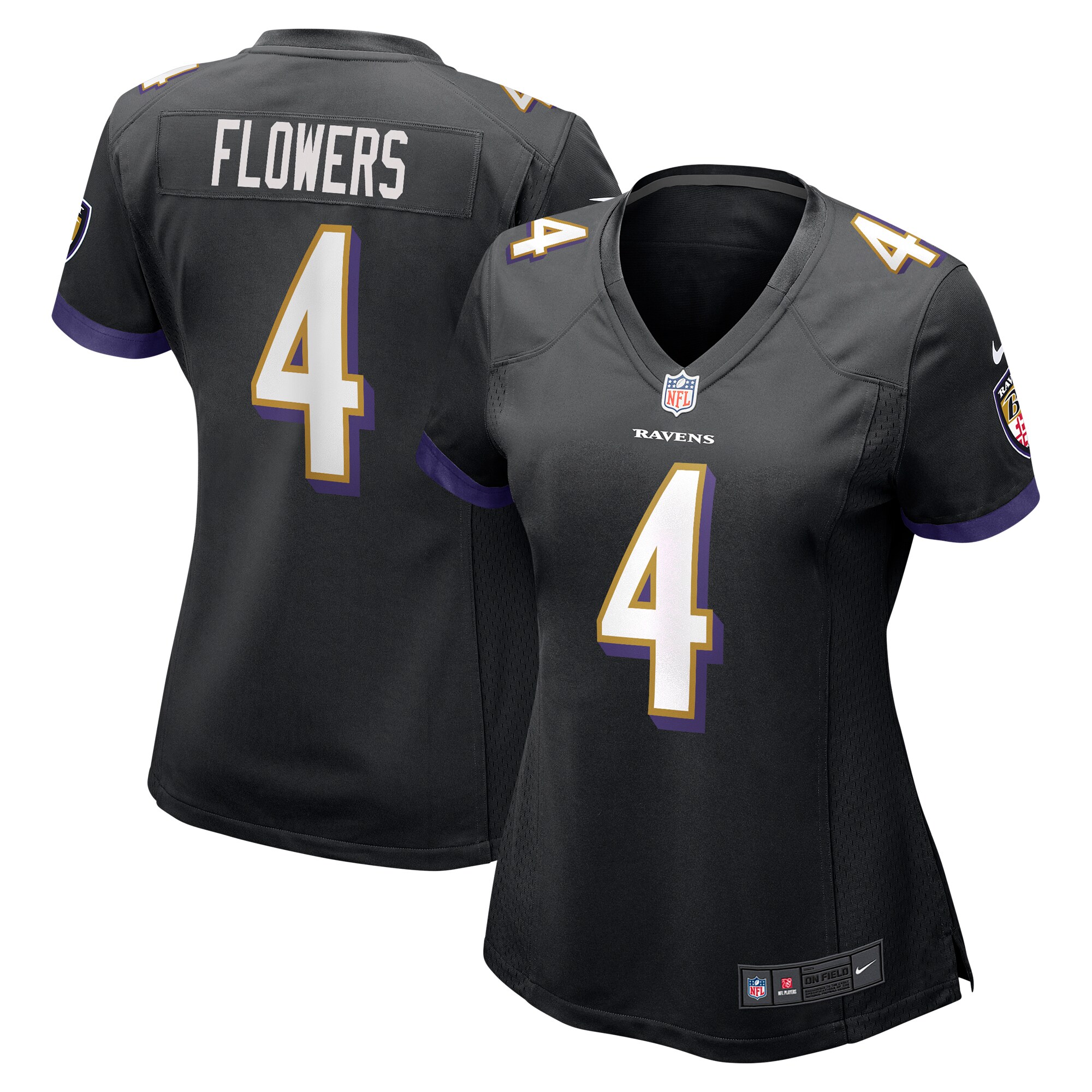 Zay Flowers Baltimore Ravens Women's Team Game Jersey – Black