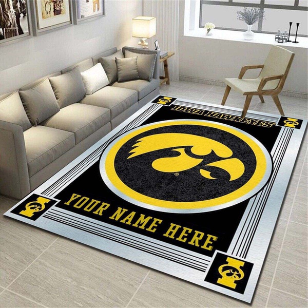 Iowa Hawkeyes Personalized Area Rug, Living Room Bedroom Carpet, Customized Floor Mat