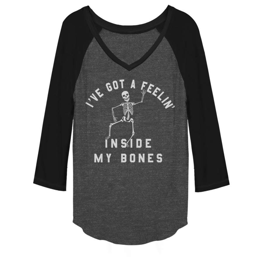 CHIN UP Junior’s Halloween Skeleton Feelings Baseball Tee