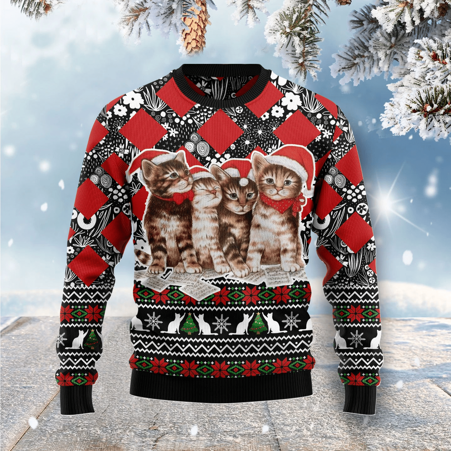 Singing Cats Kitten4 Christmas Ugly Sweater