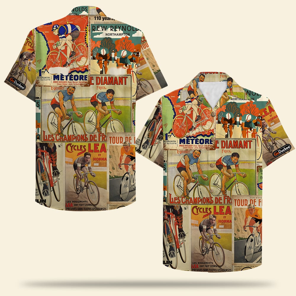 Personalized Cycling Hawaii Shirt Trip Vintage Bicycle Magazine Pattern Ha111049