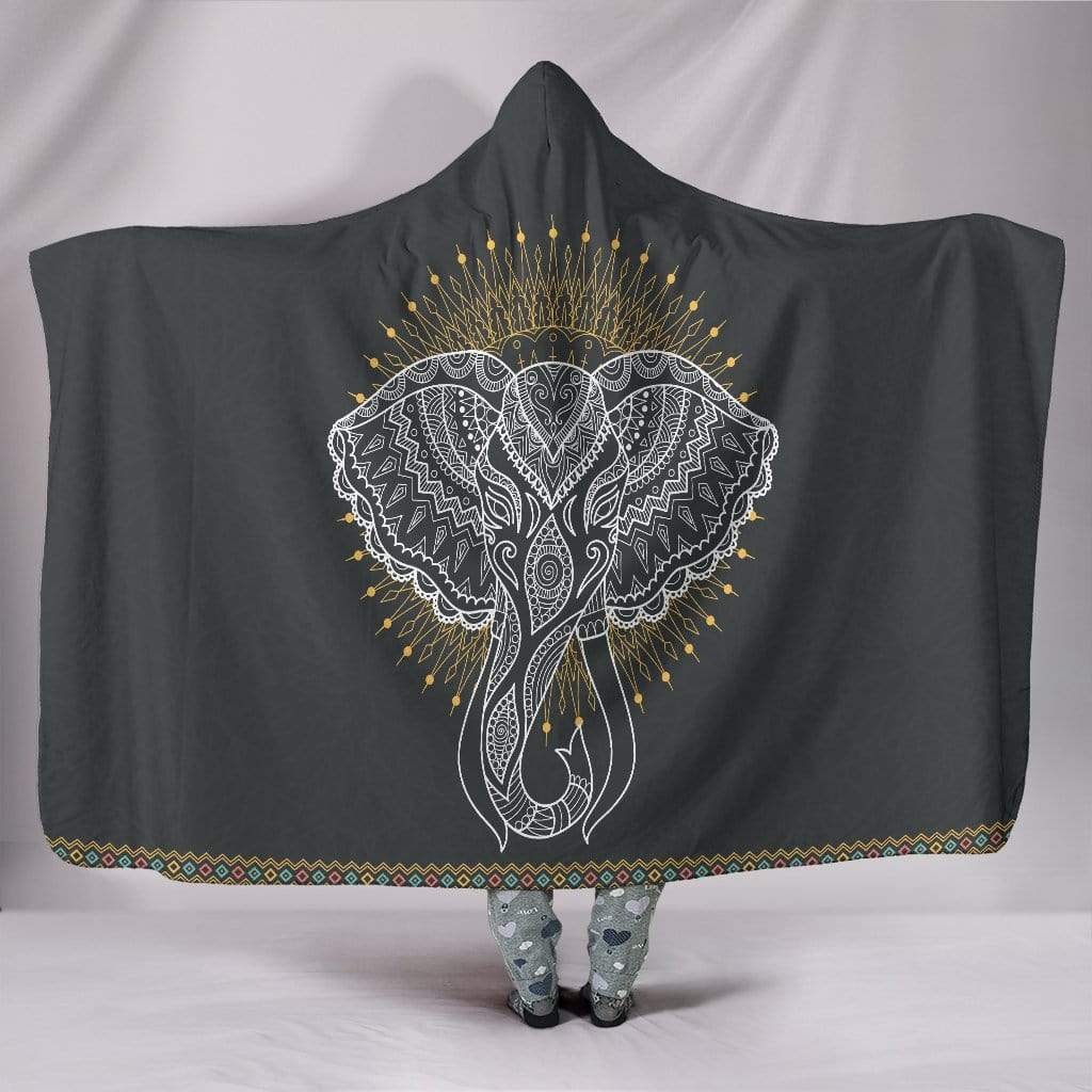 Spiritual Elephant Mandala Hippie Hooded Blanket