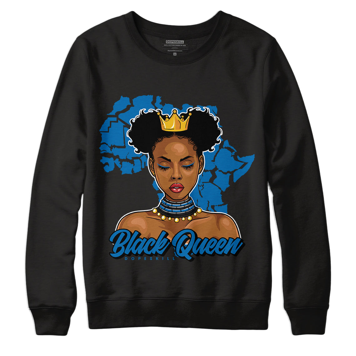 JD 1 Dark Marina Blue Dopeskill Sweatshirt Black Queen Graphic