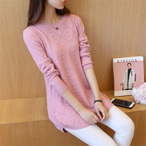 Women’s Sweaters Long O-Neck Knitted Sweaters Pullover Sweater Knitted Tops Warm Thick Winter Female Tops Drop Shipping alx