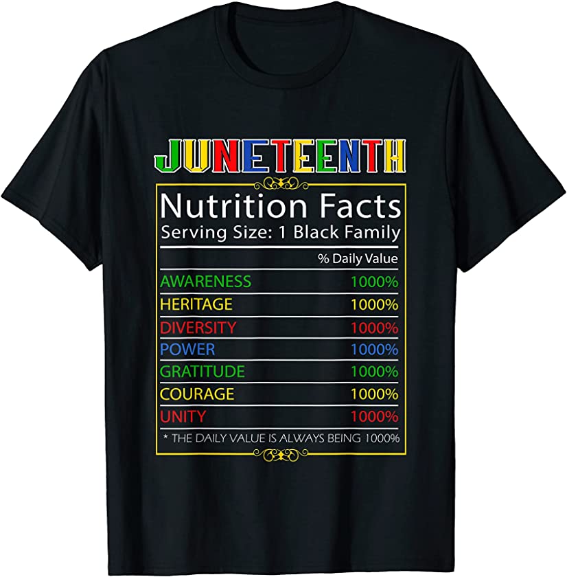 juneteenth Black family Nutrition Facts black king queen T-Shirt