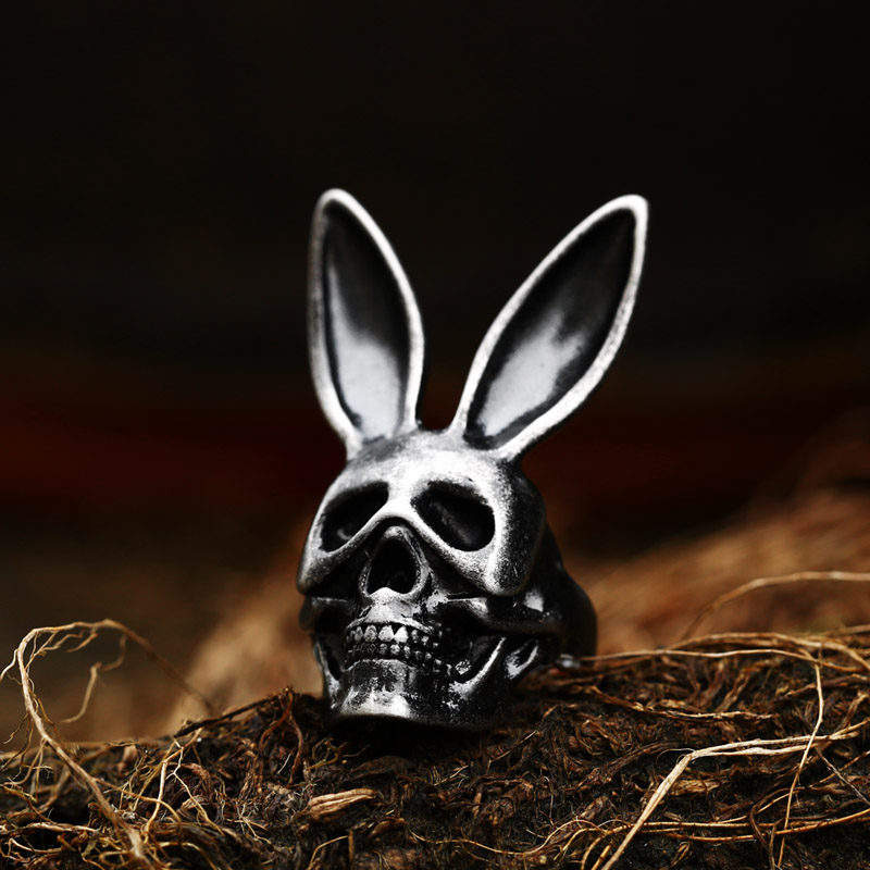 Beier 2022 316L Stainless Steel Halloween Gothic Funny Skull Rabbit Men Ring Gift Biker Mask Hop Hip Rap Street Dance Jewelry alx