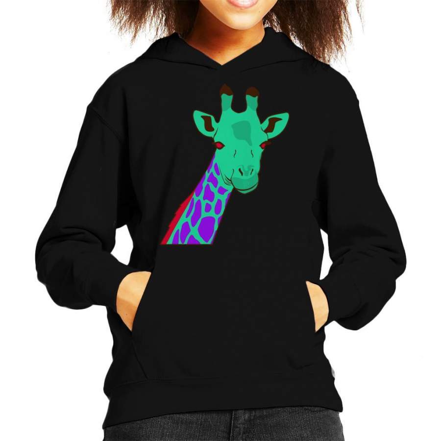 Brightly Coloured Giraffe Kid’s Hooded Sweatshirt