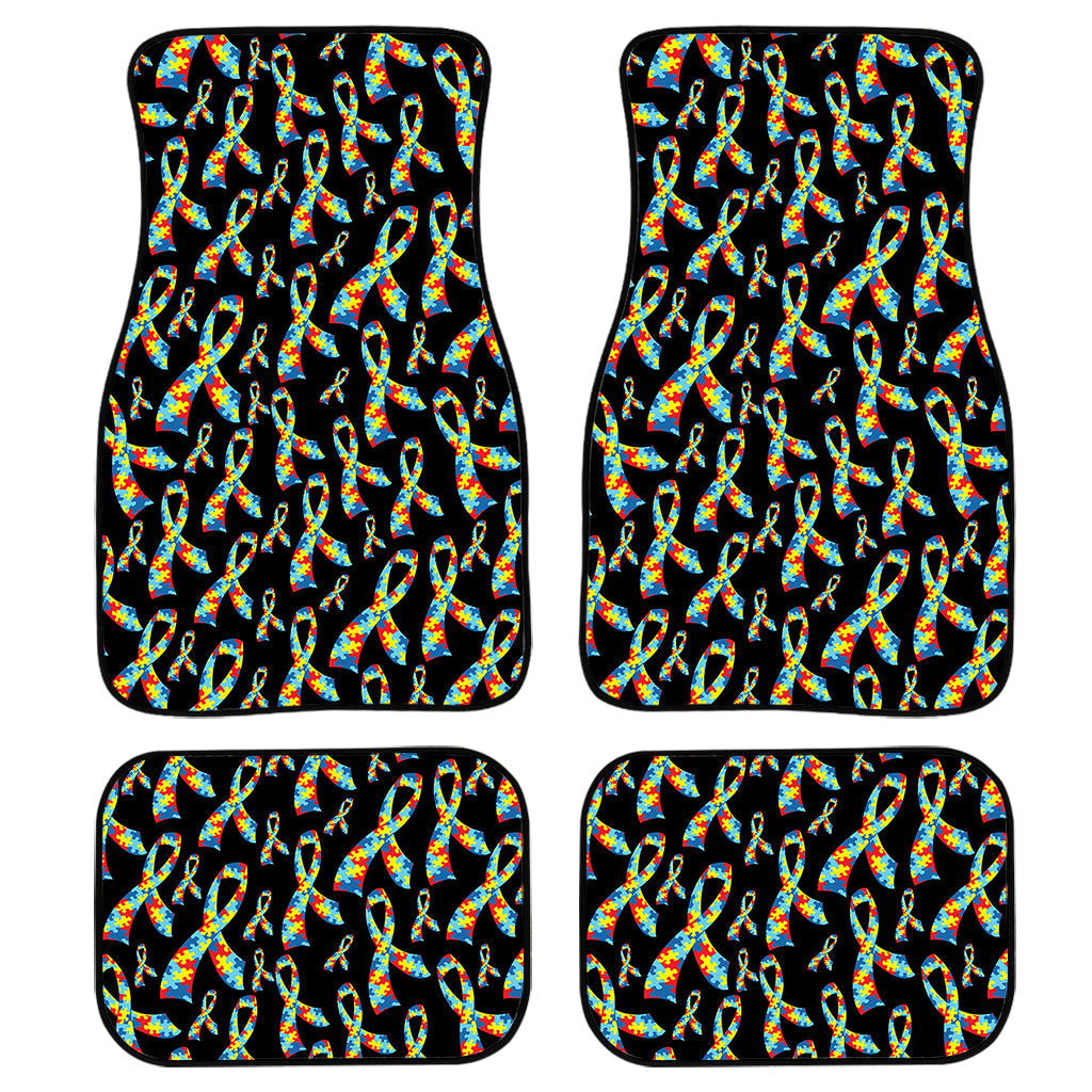 Autism Awareness Ribbon Pattern Print Front And Back Car Floor Mats, Front Car Mat