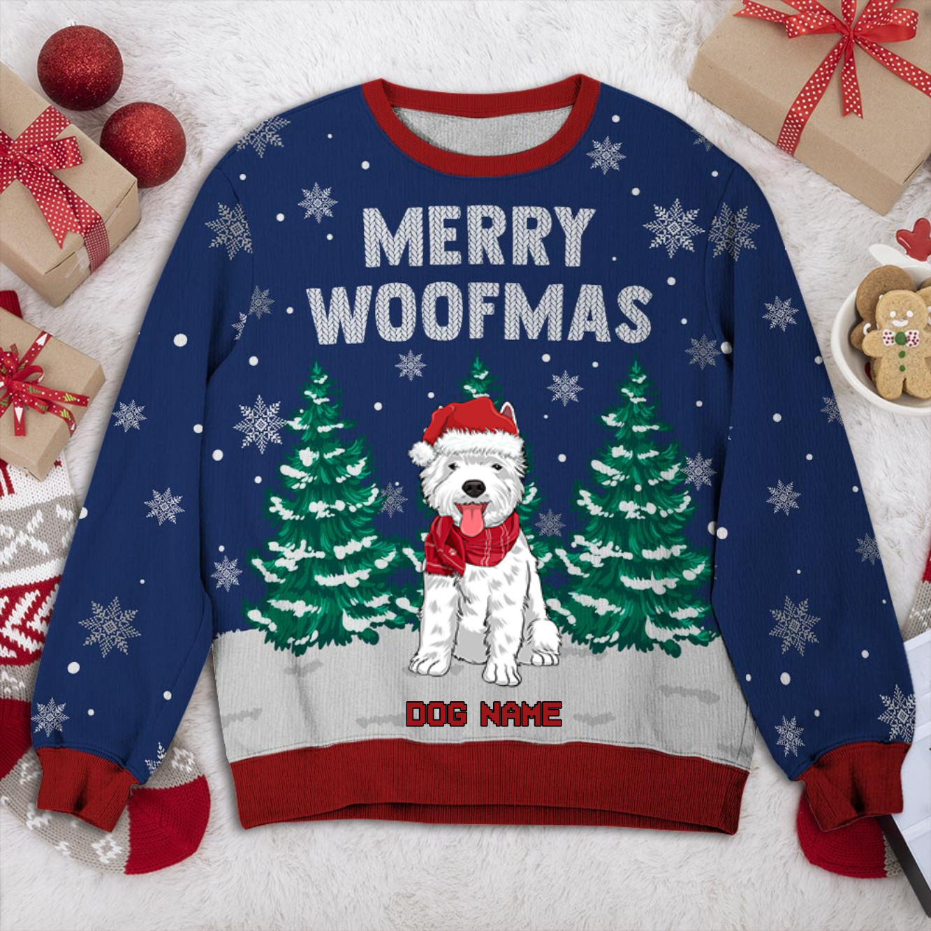 Westie Personalized Sweater, Dog Ugly Christmas Sweater