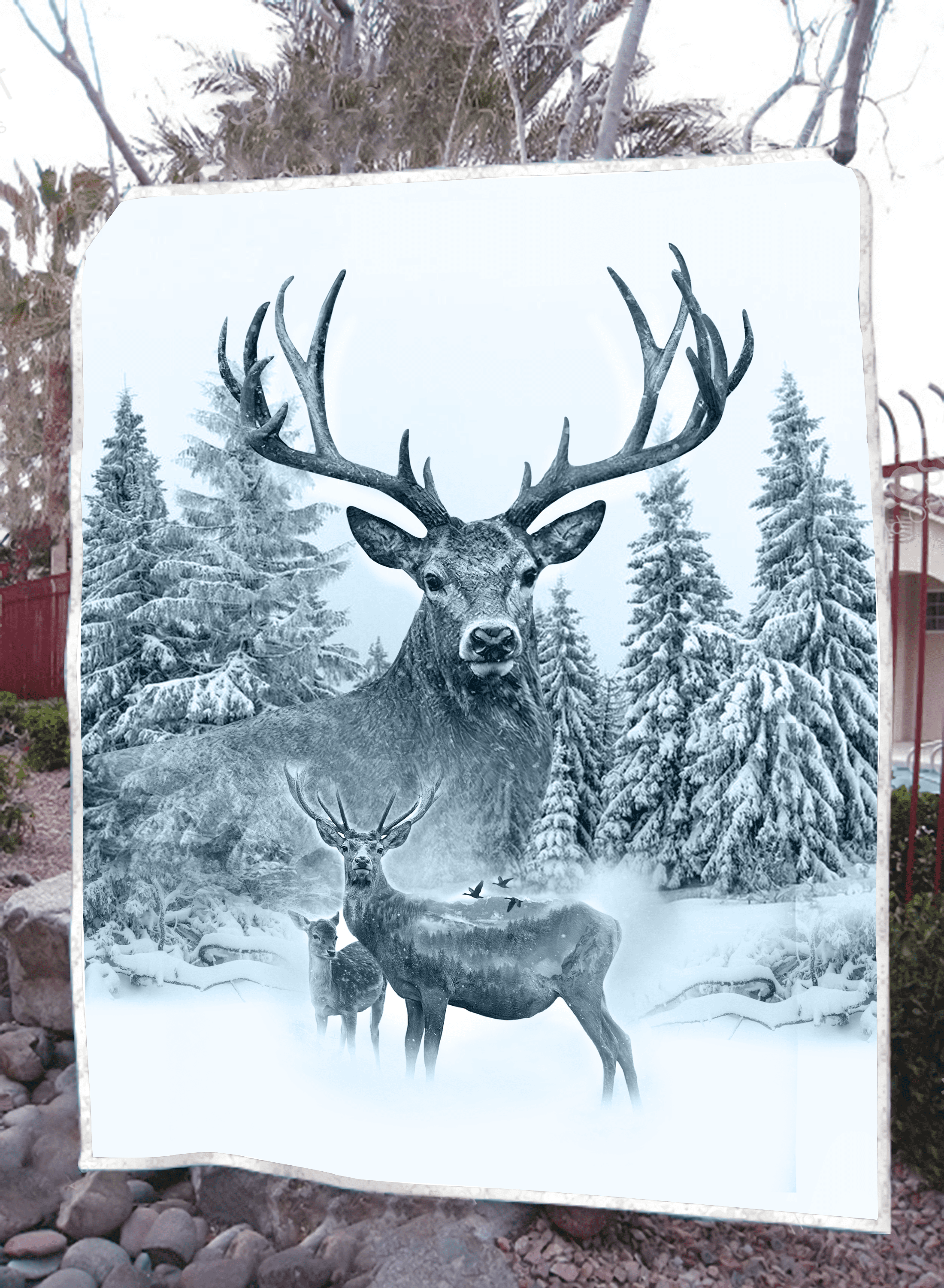 Tmarc Tee White Deer Hunting 3D All Over Printed Blanket