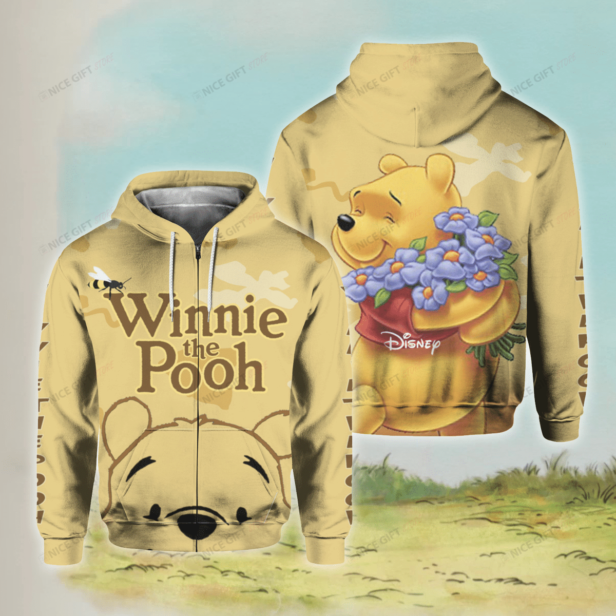 Winnie The Pooh Zip Hoodie 3D 3Zh-J3U9