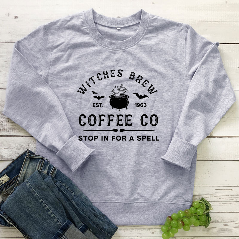 Witches Brew Coffee Co Sweatshirt Aesthetic Witchy Woman Halloween Drinking Pullovers Streetwear alx