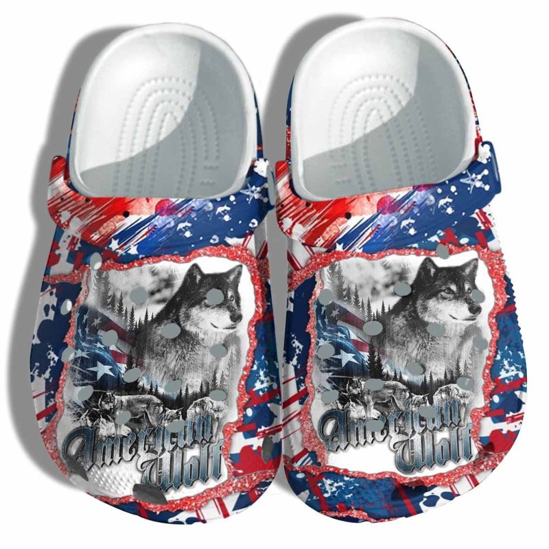 Snow Wolf 4Th Of July Shoes Gift Men – America Winter Wolf Forest Usa America Flag Shoes Birthday Day Gift