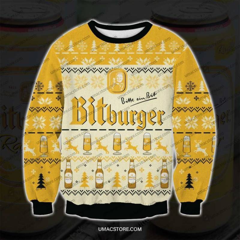 Bitburger 3D Print Ugly Christmas Sweatshirt