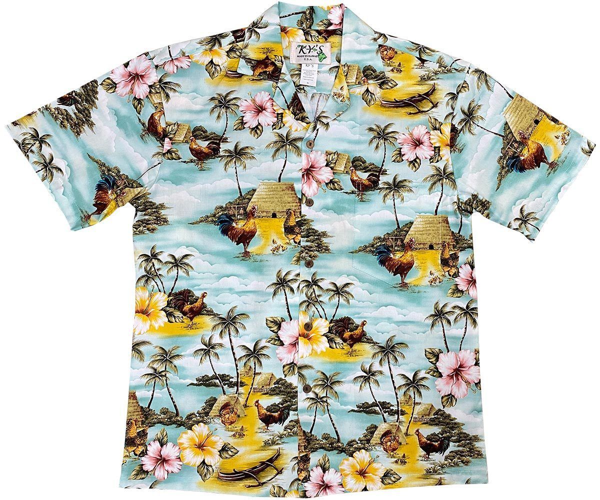 Village Chickens Green Hawaiian Shirt