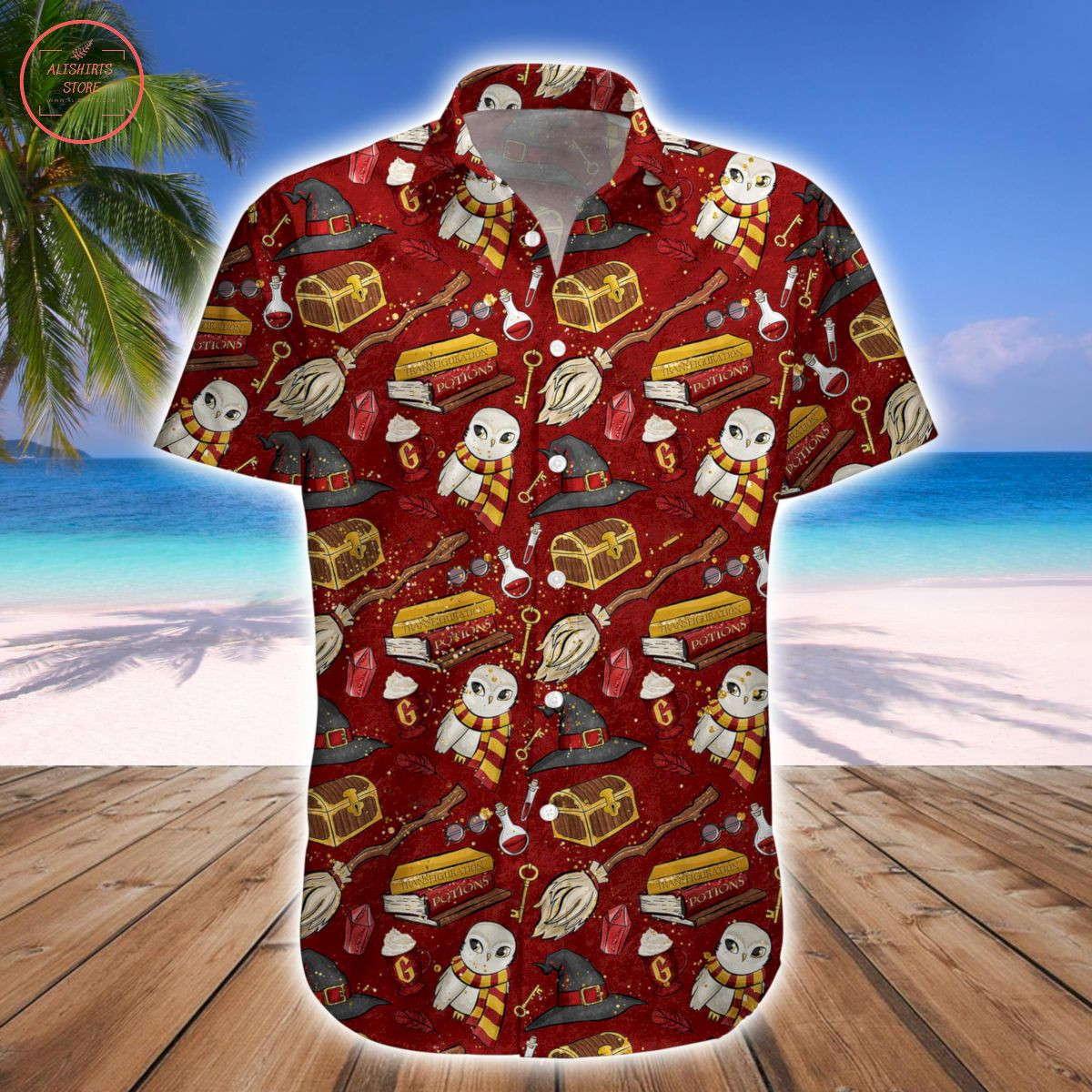 Wizard Fabric Items Harry Potter All Over Print Hawaii Shirt Red Ha39601