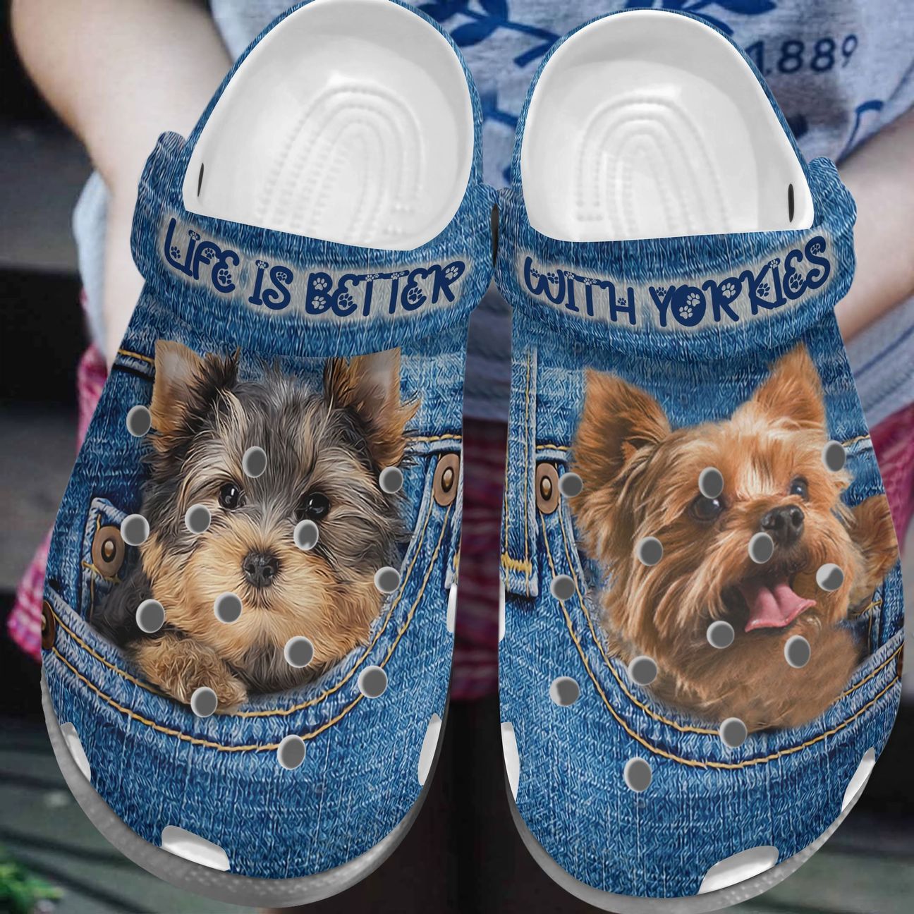 Yorkshire Personalized Clog, Custom Name, Text, Color, Number Fashion Style For Women, Men, Kid, Print 3D Life Is Better With Yorkies