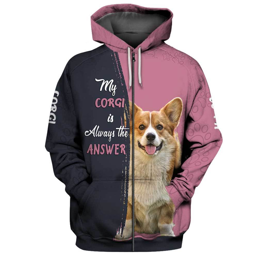 Corgi 3D Full Printing Zip Hoodie