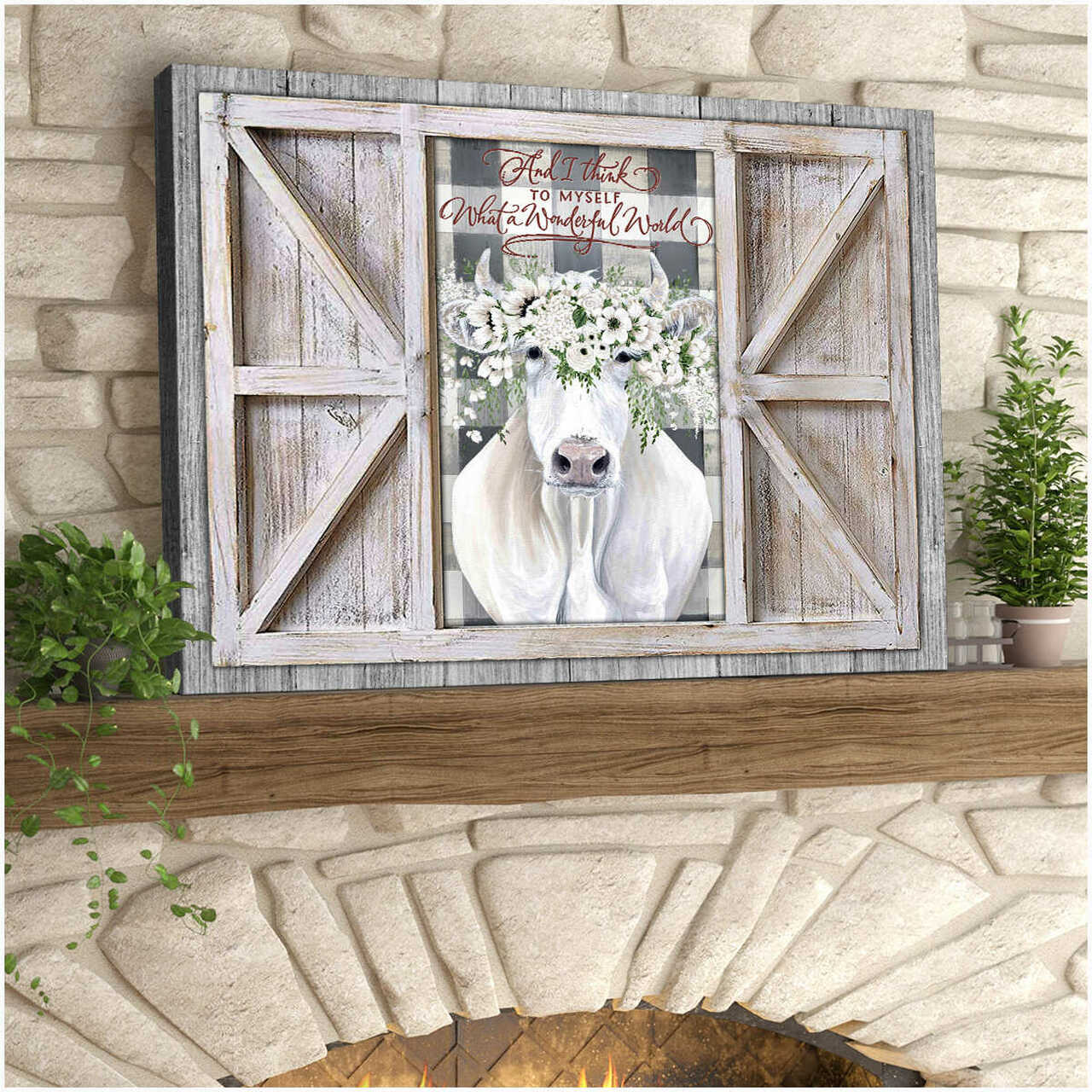 Wonderful World Beautiful Cow Farm Farmhouse Canvas Wall Art Decor, Gifts For Cow Lovers