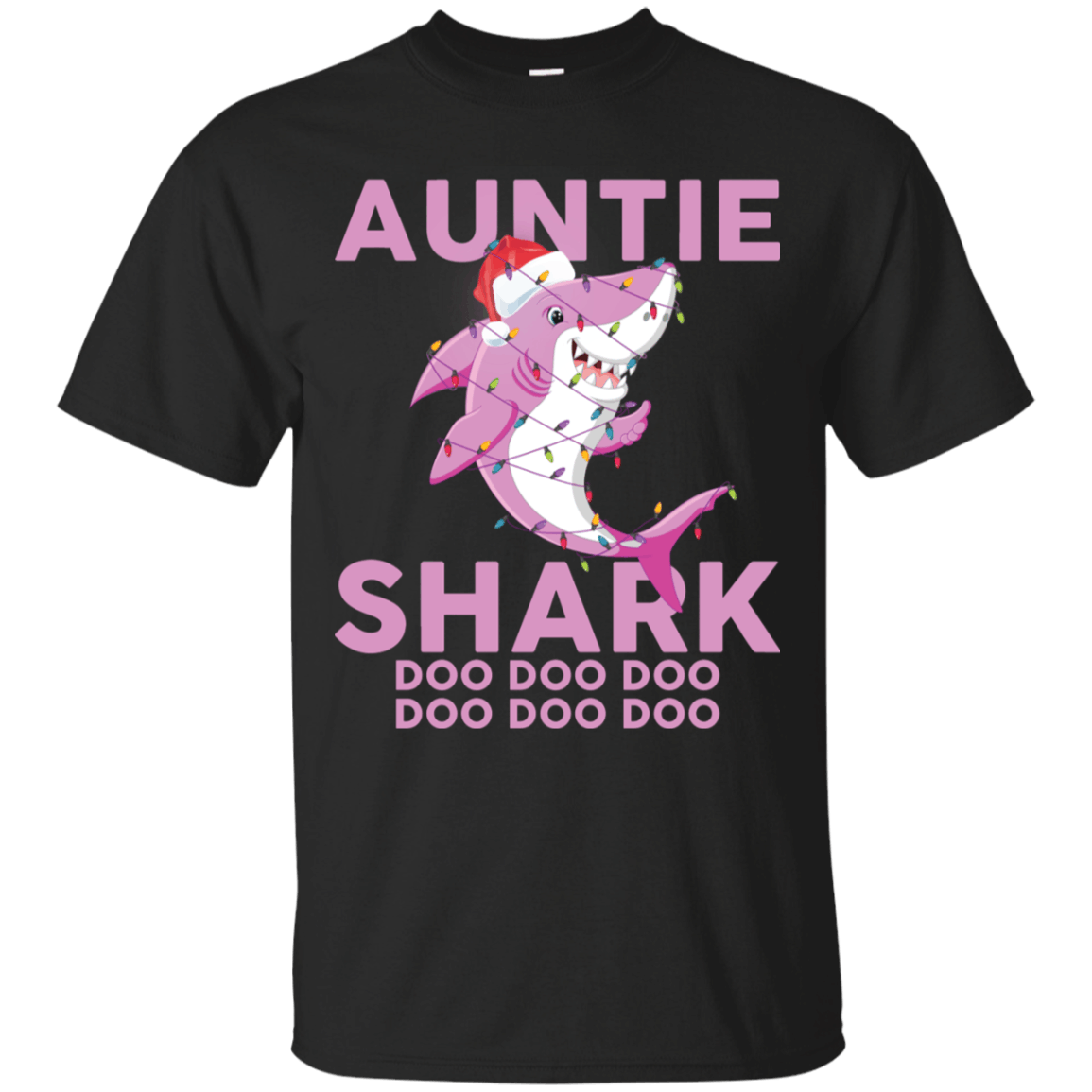 Auntie Shark Doo Doo Doo Funny Christmas Lights T-Shirt T-Shirt