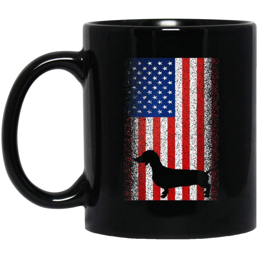 Vintage Dachshund America Flag Patriotic 4th Of July Gift Mug