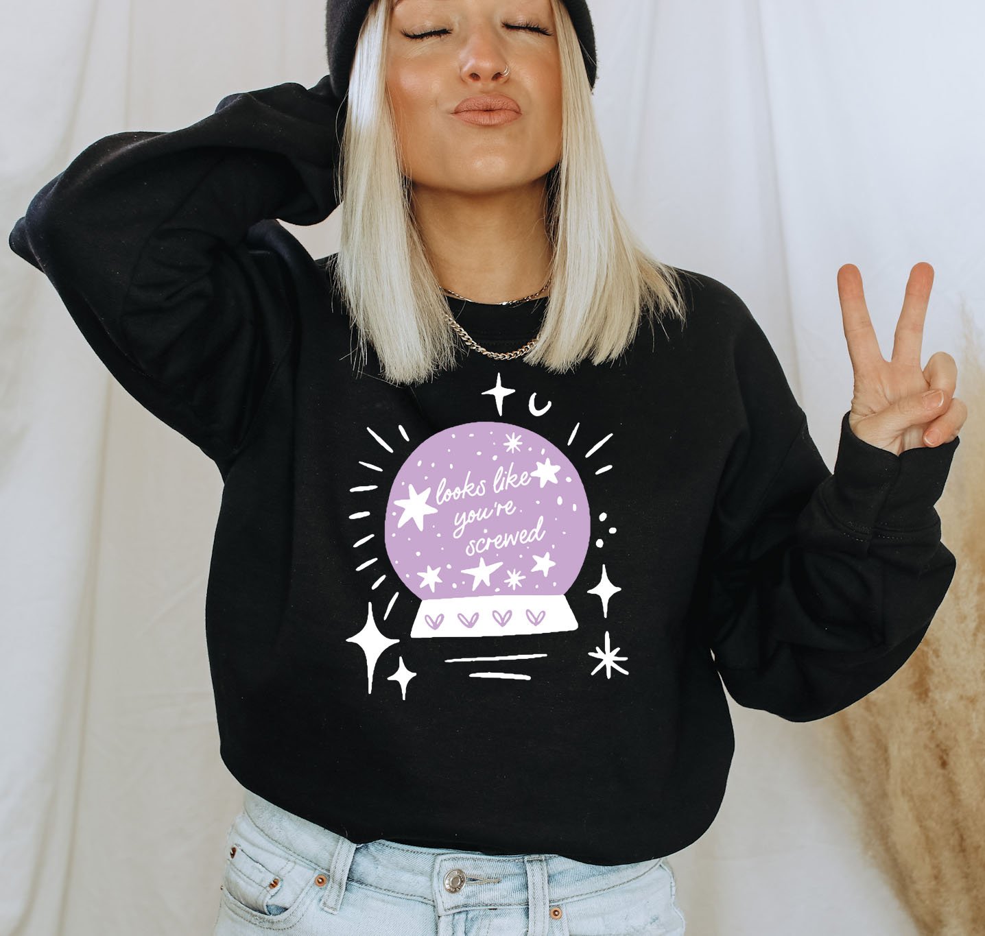 Looks Like You’Re Screwed Halloween Sweatshirt (Black), Halloween Graphic Sweatshirt