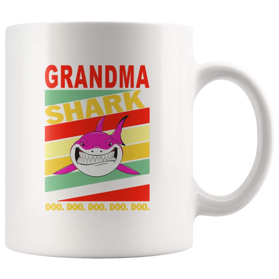 Vintage grandma shark doo doo doo white coffee mug, mother’s day gift