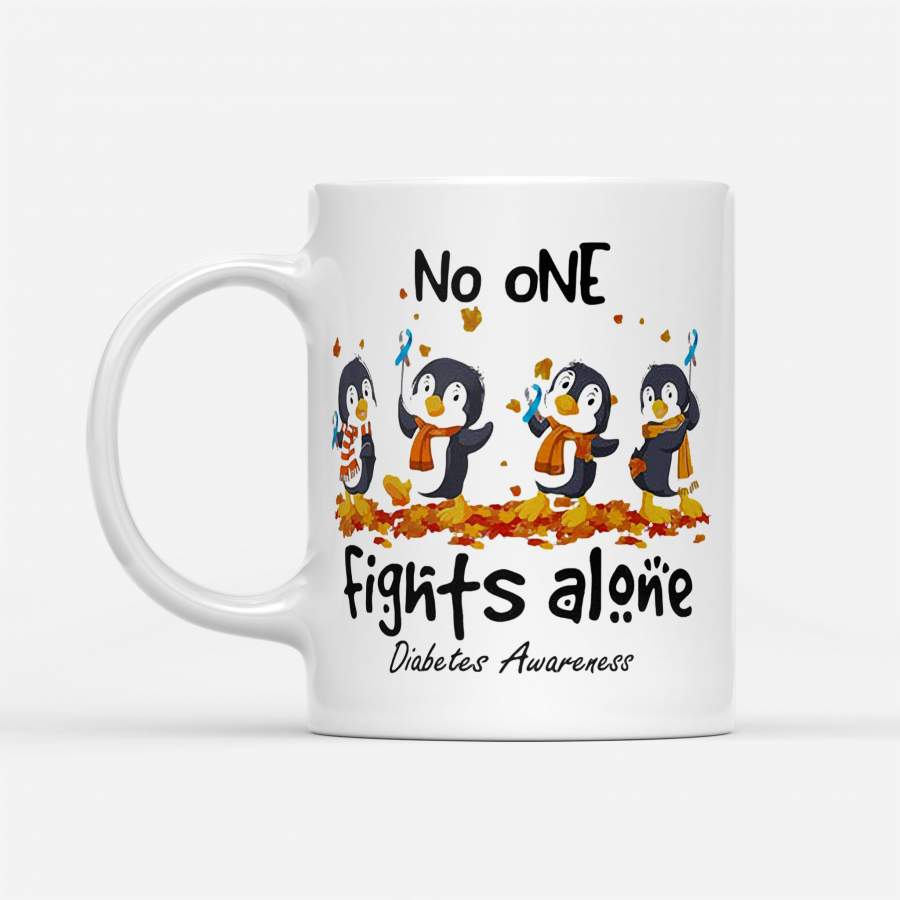 Penguins No One Fights Alone Diabetes Awareness – White Mug