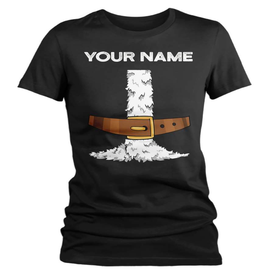 Women’s Personalized Santa T Shirt Holiday Pajama Shirt Matching Christmas Pajamas Santa Costume Tee Fun Custom Christmas Eve Shirt